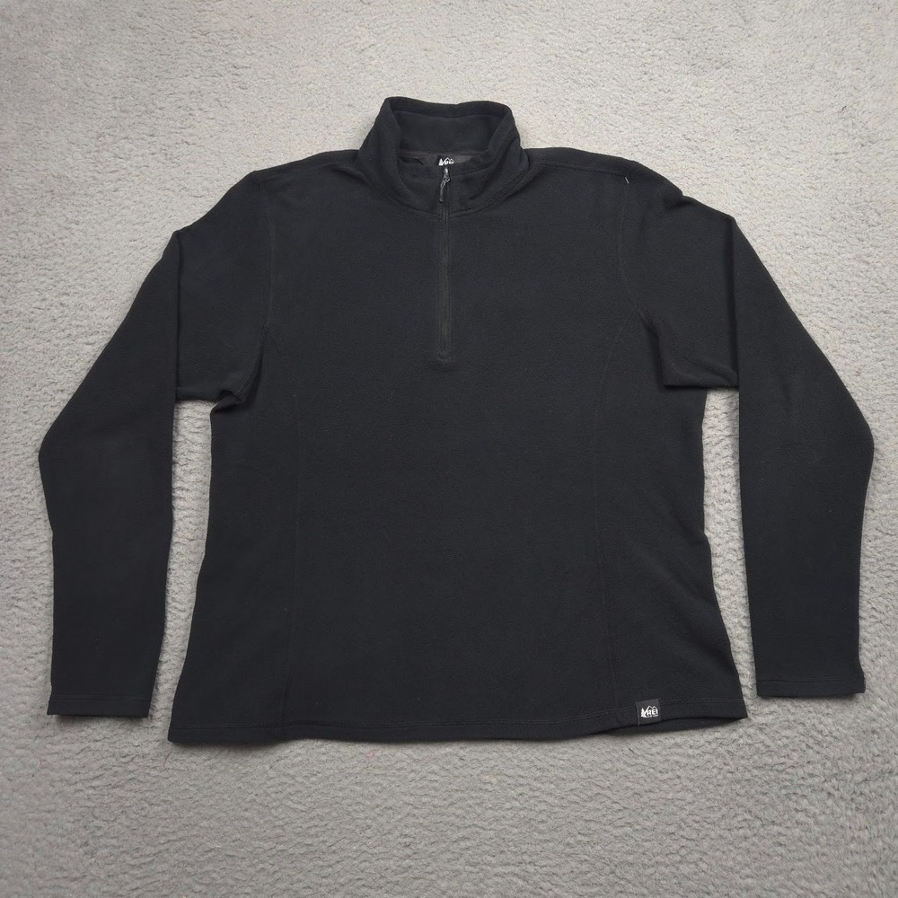 REI Co-op Women XL Black Quarter Zip Fleece Pullover 100% Polyester Outdoor